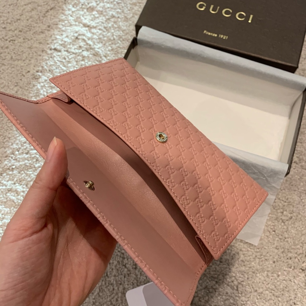 Gucci leather continental wallet for women (Pink)